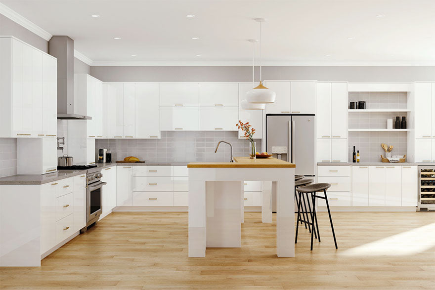 bright white kitchen interior