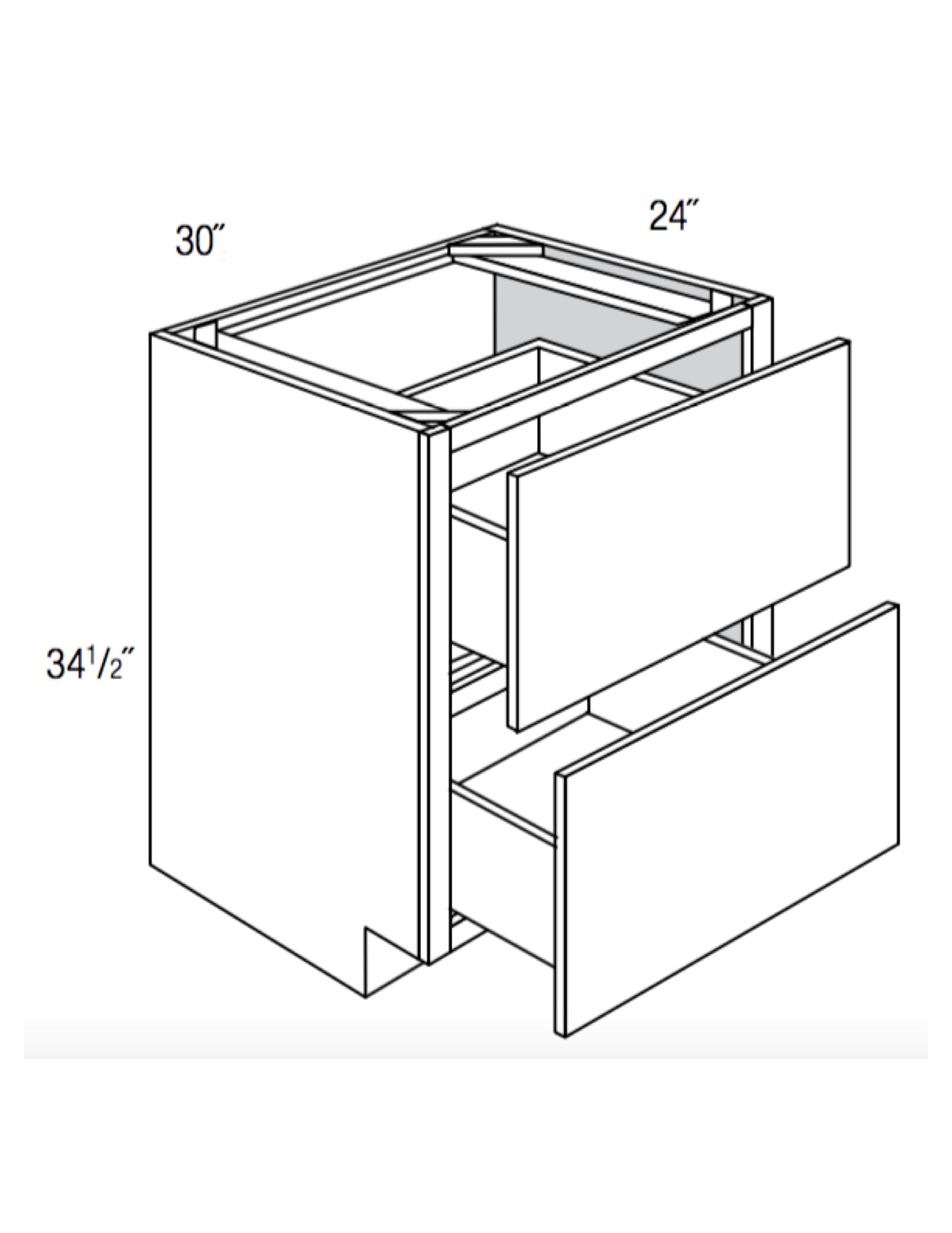 DB30-2 - Assembled Concord Custom Color Paint - Drawer Base Cabinet - Double Drawers