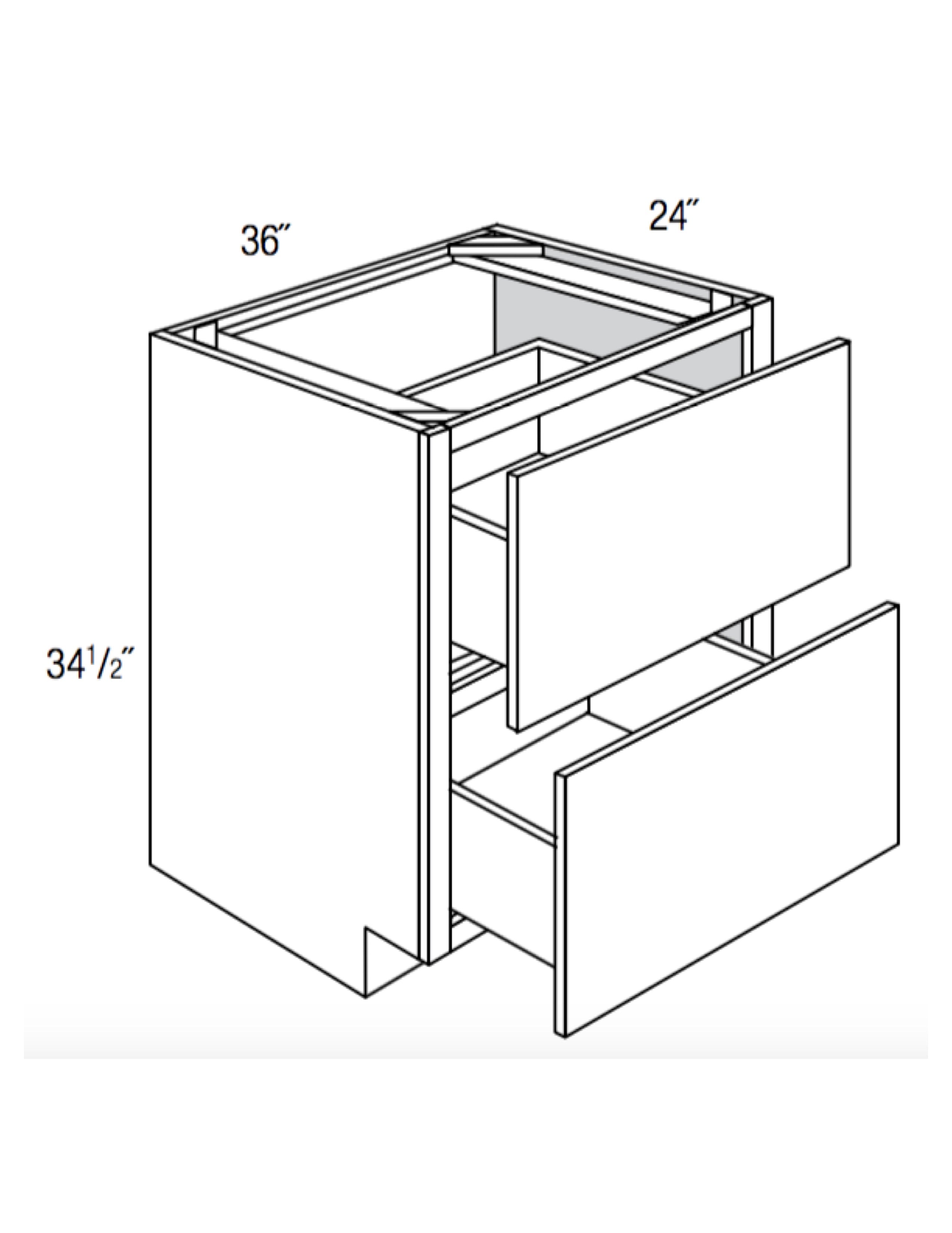 DB36-2 - Assembled Concord Naval Blue - Drawer Base Cabinet - Double Drawers