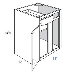 BBC39-42R - Assembled Concord Naval Blue - Blind Base Cabinet - Single Door/Drawer - Right Side Blind