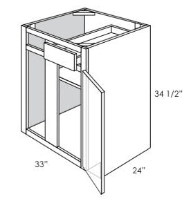 BBC39-42L - Assembled Concord Naval Blue - Blind Base Cabinet - Single Door/Drawer - Left Side Blind