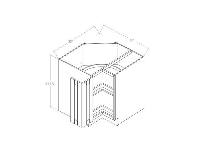 LS33L - Assembled Concord Naval Blue - Lazy Susan Corner Cabinet - Bi Fold Doors - Hinges on Left