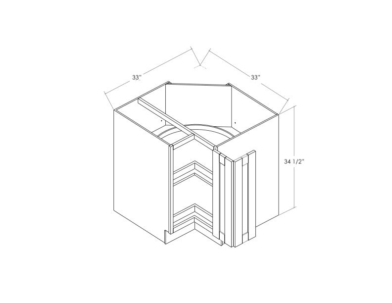 LS33R - Assembled Concord Polar White - Lazy Susan Corner Cabinet - Bi Fold Doors - Hinges on Right