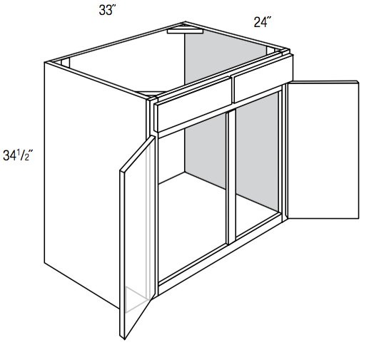 SB33 - Assembled Concord Tricorn Black - Sink Base Cabinet - Double Doors/False Drawer Front