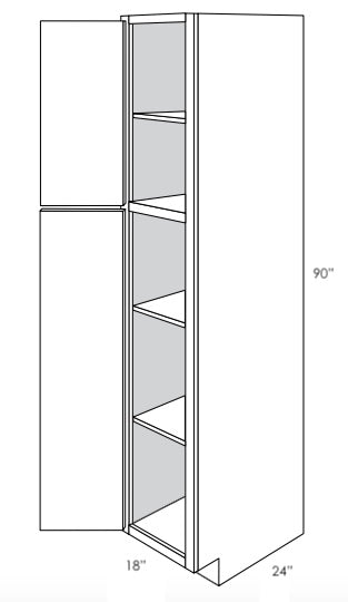 UP1890L - Assembled Concord Tricorn Black - Utility Pantry Cabinet - Single Doors - Hinges on Left