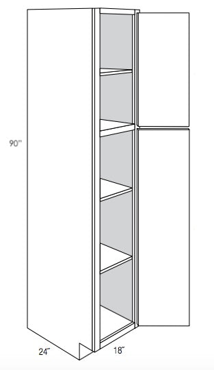 UP1890R - Assembled Concord Tricorn Black - Utility Pantry Cabinet - Single Doors - Hinges on Right