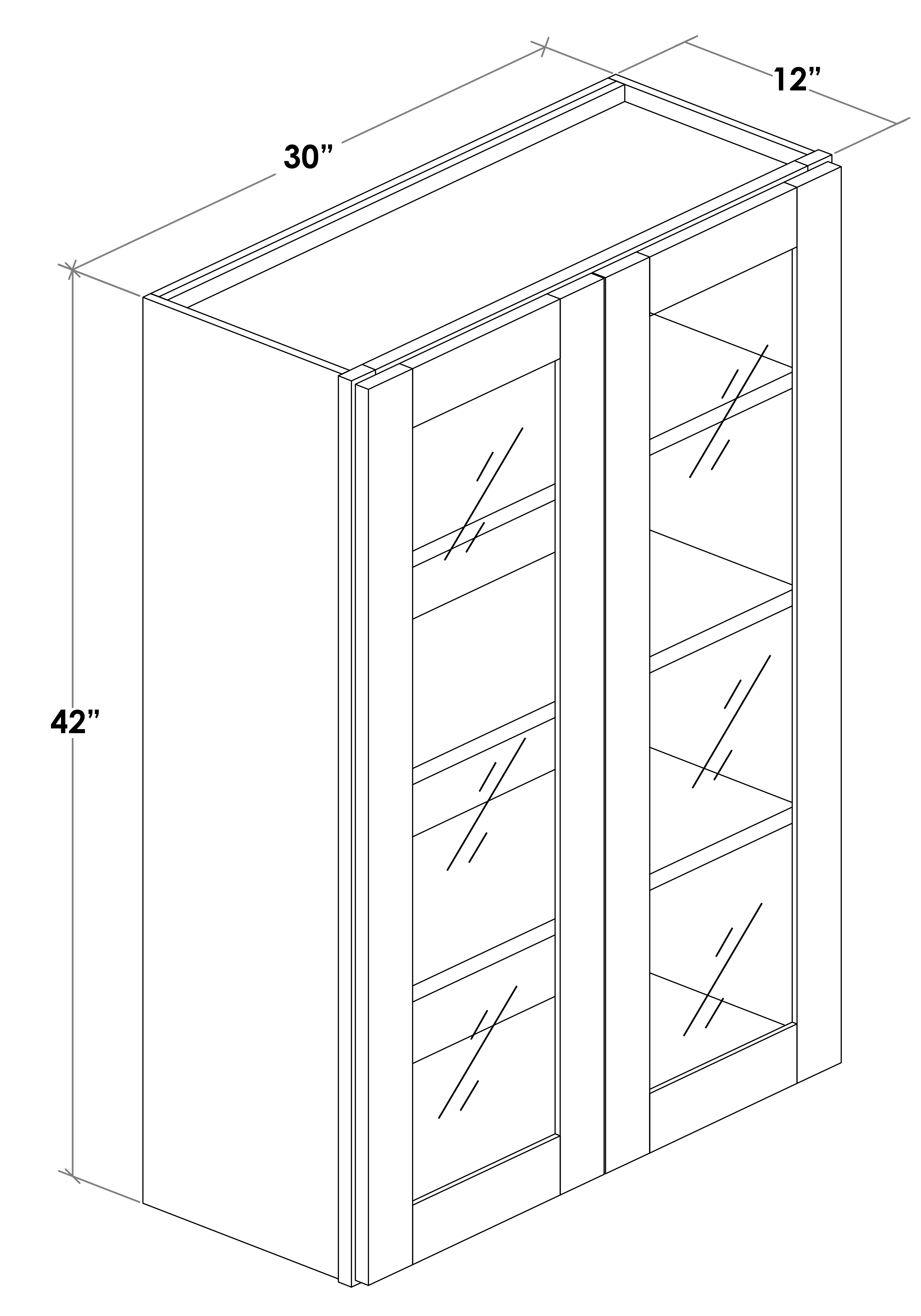 W3042GD - Assembled Concord Creamy White - Glass Door Wall Cabinet - Double Door