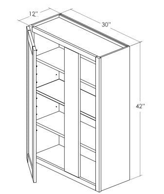 WBC30-3342R - Assembled Concord Custom Color Paint - Blind Wall Cabinet - Single Door - Right Side Blind