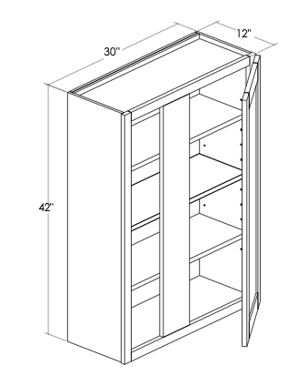 WBC30-3342L - Assembled Concord Polar White - Blind Wall Cabinet - Single Door - Left Side Blind