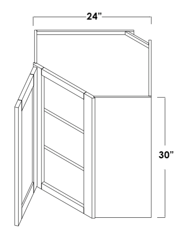 WDC2430L - Assembled Concord Polar White - Corner Wall Cabinet - Single Door - Hinges on Left