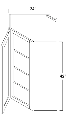 WDC2442L - Assembled Concord Polar White - Corner Wall Cabinet - Single Door - Hinges on Left