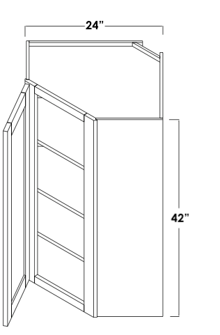 WDC2442L - Assembled Concord Custom Color Paint - Corner Wall Cabinet - Single Door - Hinges on Left