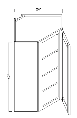 WDC2442R - Assembled Concord Polar White - Corner Wall Cabinet - Single Door - Hinges on Right