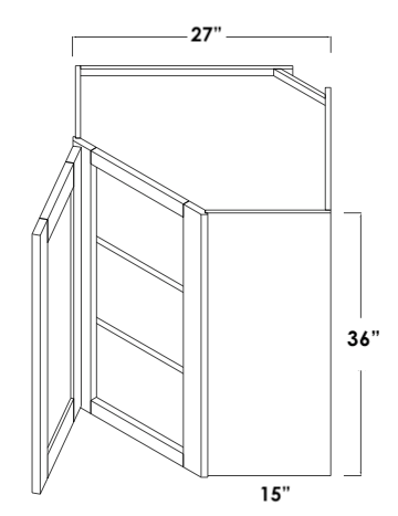 WDC273615L - Assembled Concord Naval Blue - Corner Wall Cabinet - Single Door - Hinges on Left