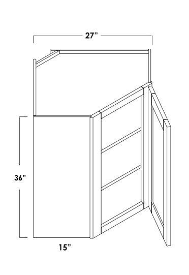 WDC273615R - Assembled Concord Polar White - Corner Wall Cabinet - Single Door - Hinges on Right