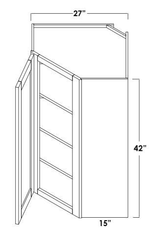 WDC274215L - Assembled Concord Polar White - Corner Wall Cabinet - Single Door - Hinges on Left