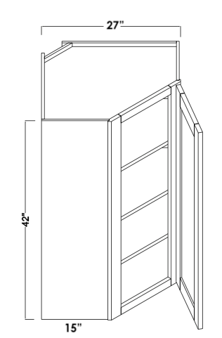 WDC274215R - Assembled Concord Polar White - Corner Wall Cabinet - Single Door - Hinges on Right