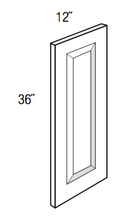 D1236 - RTA Weston White Shaker - Wall Decorative End Panel - 3/4" thick by 36" tall by 12" wide