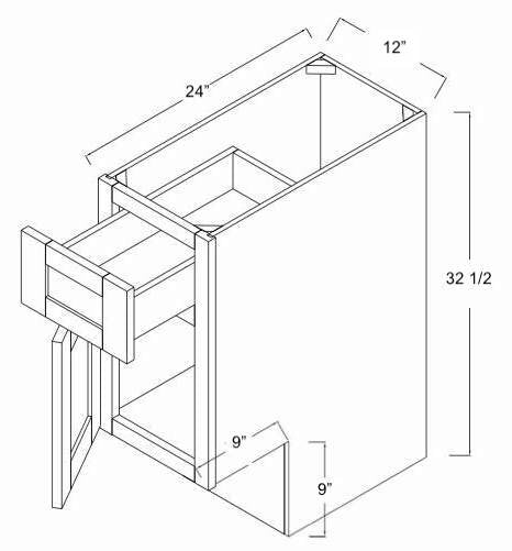 B12ADA-L - Assembled Concord Polar White - Base Cabinet - Single Door/Drawer - Hinges on Left