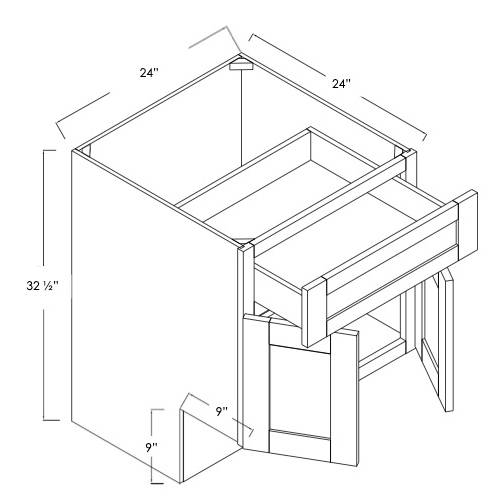 B24ADA - Assembled Concord Polar White - Base Cabinet - Double Door/Single Drawer