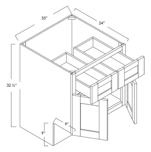 B33ADA - Assembled Concord Clary Sage - ADA Base Cabinet - Double Door/Double Drawer