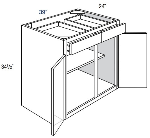 B39 - Assembled Concord Polar White - Base Cabinet - Double Door/Double Drawer