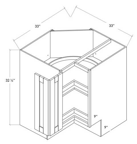 BC33ADA-L - Assembled Concord Polar White - Base Corner Cabinet - Bi Fold Doors - Hinges on Left