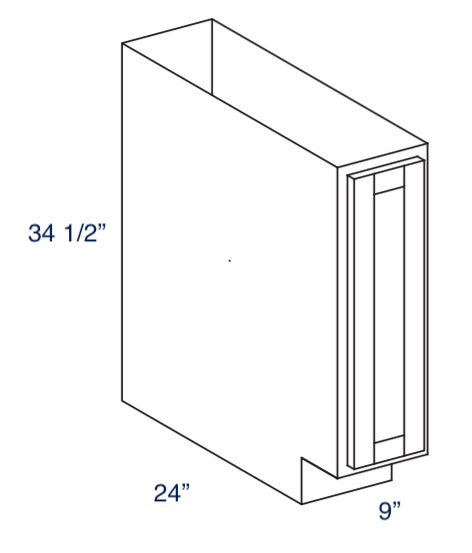 B09 - RTA Weston White Shaker - Full Height Door Base Cabinet - Single Door - 9"W x 34.5"H x 24"D