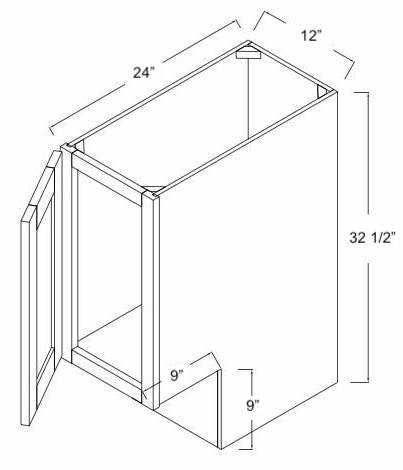 BFH12ADA-L - Assembled Concord Tricorn Black - ADA Base Cabinet - Single Full Height Door - Hinges on Left (Modified Cabinet)