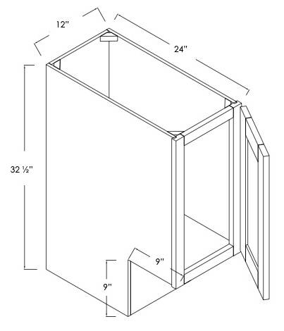 BFH12ADA-R - Assembled Concord Polar White - Base Cabinet - Single Full Height Door - Hinges on Right (Modified Cabinet)