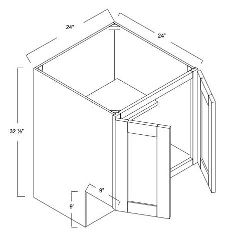 BFH24ADA - Assembled Concord Polar White - Base Cabinet - Double Full Height Doors (Modified Cabinet)