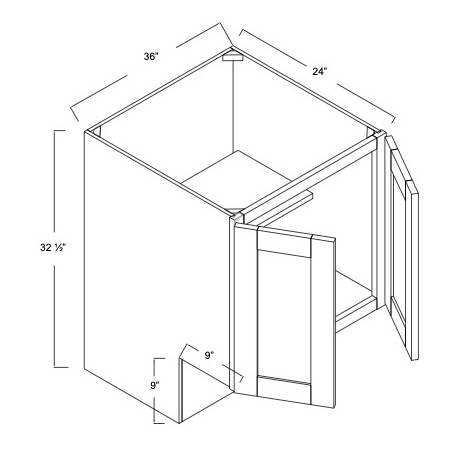 BFH36ADA - Assembled Concord Tricorn Black - ADA Base Cabinet - Double Full Height Doors (Modified Cabinet)