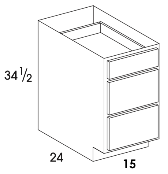 DB15-3 - RTA Weston White Shaker - Drawer Base Cabinet - Triple Drawers - 15"W x 34.5"H x 24"D