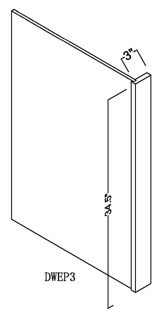 DWEP3 - RTA Concord Polar White - Dishwasher End Panel - 1/2" end panel with 3" face 34-1/2" high