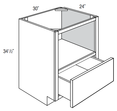 MWB30 - Assembled Concord Tricorn Black - Microwave Base Cabinet - Microwave Opening and Single Drawer