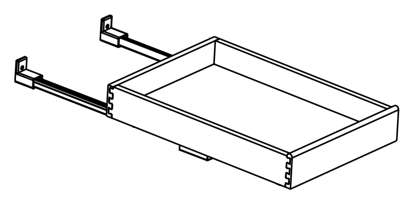 RT21 - Assembled Concord Tricorn Black - Roll out tray - 2-1/2" sides for B21" cabinet with full extension under mount soft close slide