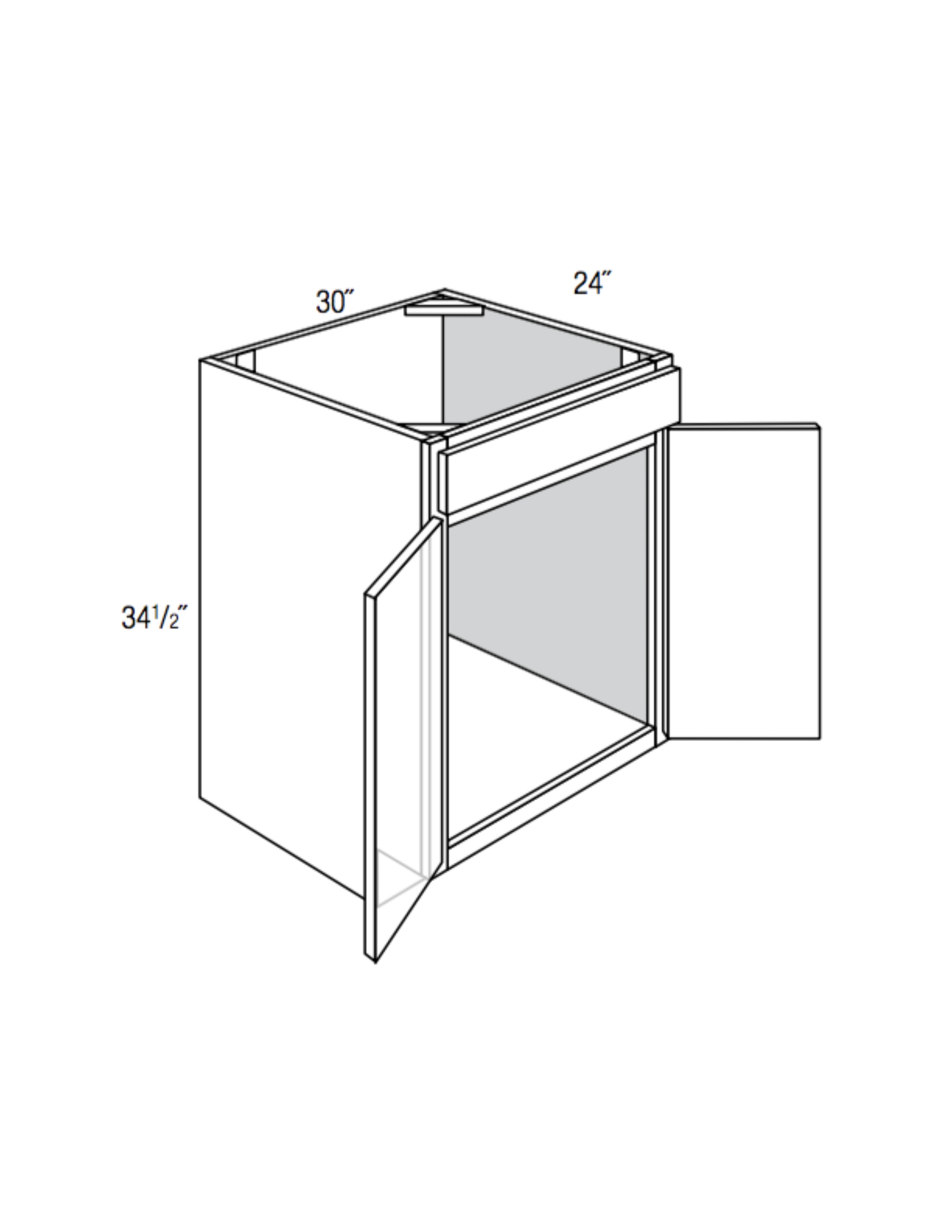 SB30 - RTA Weston White Shaker - Sink Base Cabinet - Double Doors/False Drawer Front - 30"W x 34.5"H x 24"D