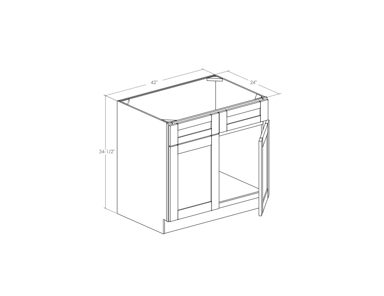 SB42 - Assembled Concord Creamy White - Sink Base Cabinet - Double Doors/False Drawer Front