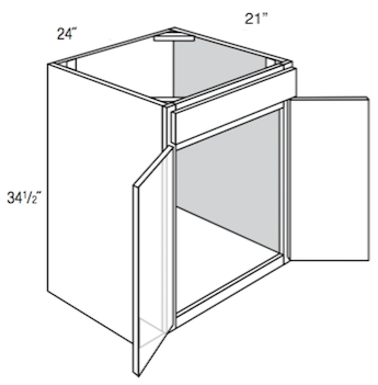 VA2421 - RTA Weston White Shaker - Vanity Sink Base Cabinet - Double Door/False Drawer Front - 24"W x 34.5"H x 21"D