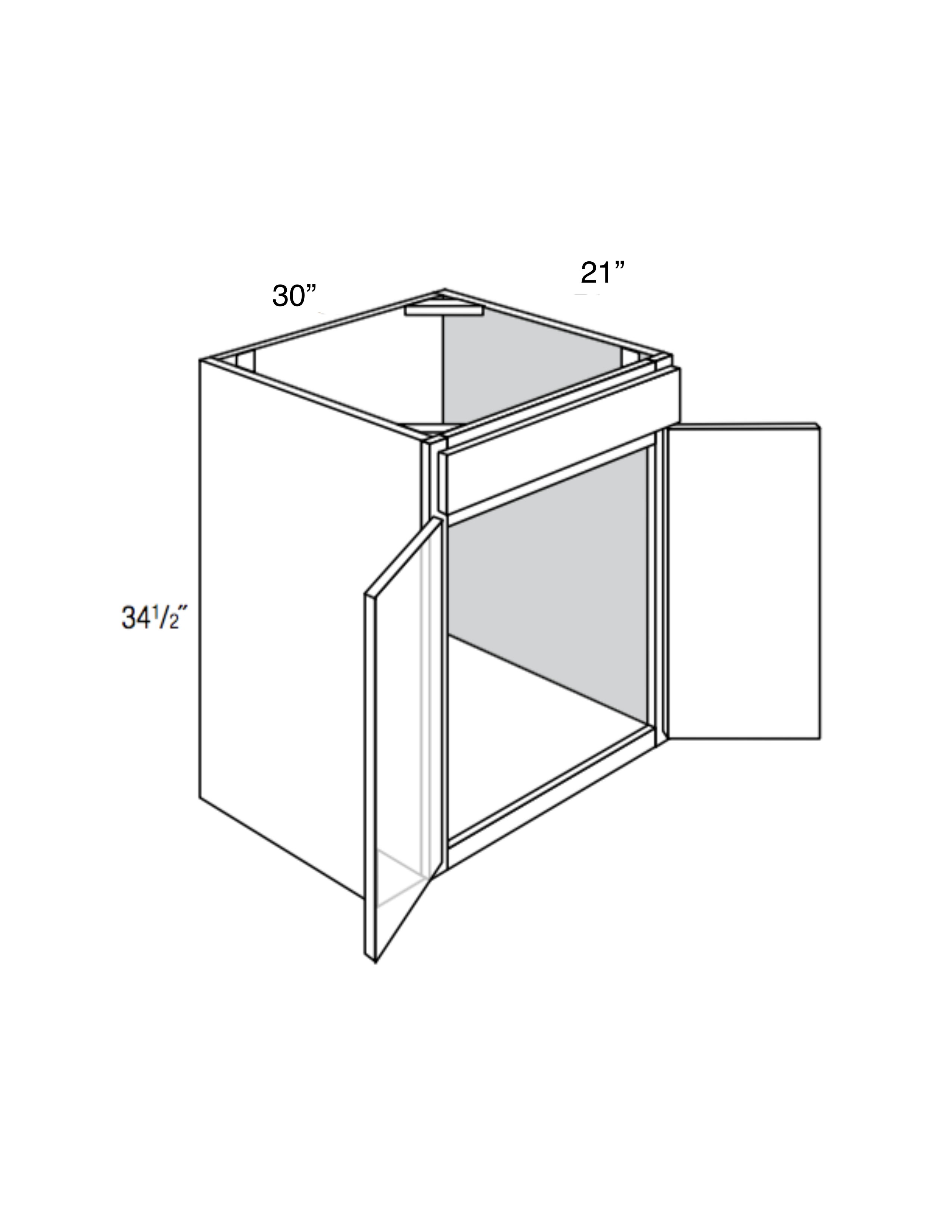 VSB30 - Assembled Concord Tricorn Black - Vanity Sink Base Cabinet - Double Door/False Drawer Front