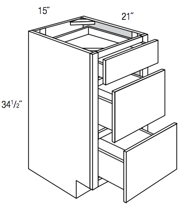 SVA15D - RTA Weston White Shaker - Vanity Drawer Base - Triple Drawers - 15"W x 34.5"H x 21"D