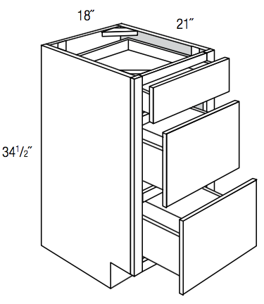 SVA18D - RTA Weston White Shaker - Vanity Drawer Base - Triple Drawers - 18"W x 34.5"H x 21"D