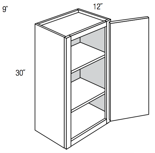 W0930 - RTA Weston White Shaker - Wall Cabinet - Two Double Doors/Two False Drawer Front - 9"W x 30"H x 12"D