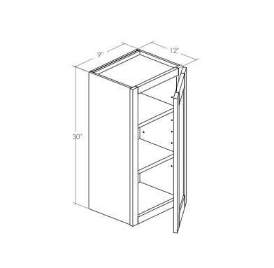 W0930R - Assembled Concord Clary Sage - Wall Cabinet - Single Door - Hinges on Right