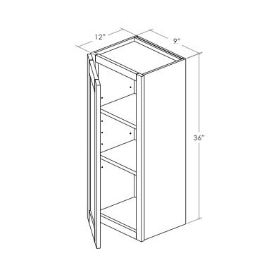 W0936L - Assembled Concord Clary Sage - Wall Cabinet - Single Door - Hinges on Left