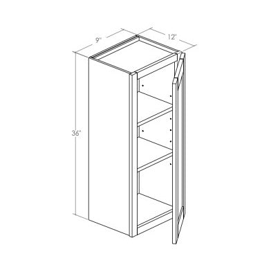 W0936R - Assembled Concord Tricorn Black - Wall Cabinet - Single Door - Hinges on Right