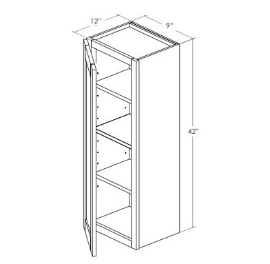 W0942L - Assembled Concord Creamy White - Wall Cabinet - Single Door - Hinges on Left