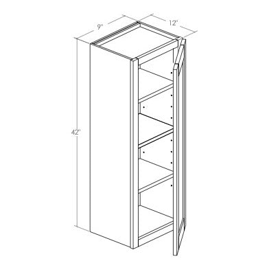 W0942R - Assembled Concord Tricorn Black - Wall Cabinet - Single Door - Hinges on Right