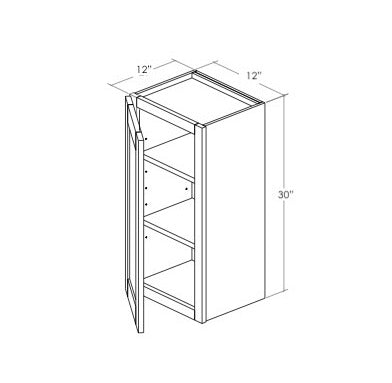 W1230L - Assembled Concord Clary Sage - Wall Cabinet - Single Door - Hinges on Left