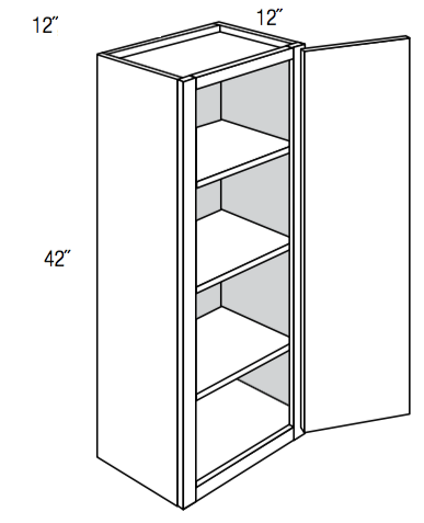 W1242 - RTA Weston White Shaker - Wall Cabinet - Single Door - 12"W x 42"H x 12"D